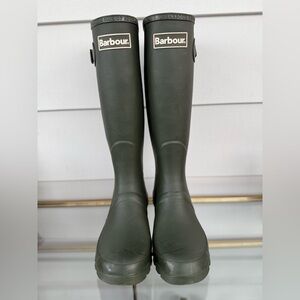 Barbour Bede Olive Green Waterproof Rain Boots | Size 7